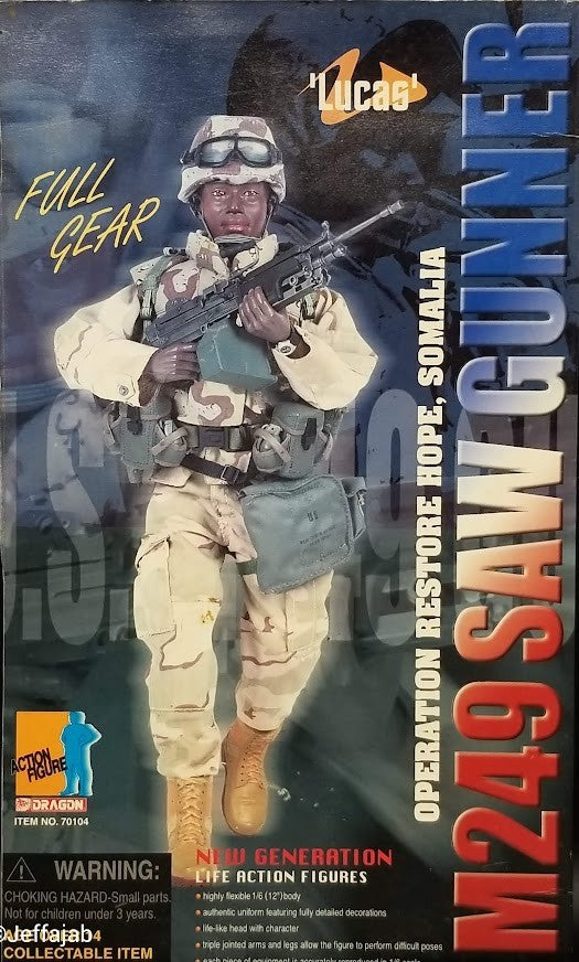 1:6 Dragon Army Ranger Lucas M249 SAW Machine Gun for 12" Figures