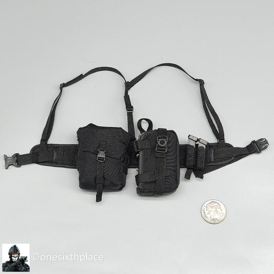 1:6 scale DamToys Russian Spetsnaz MVD SOBR Gunner Black MOLLE Belt w/ PKM Pouch