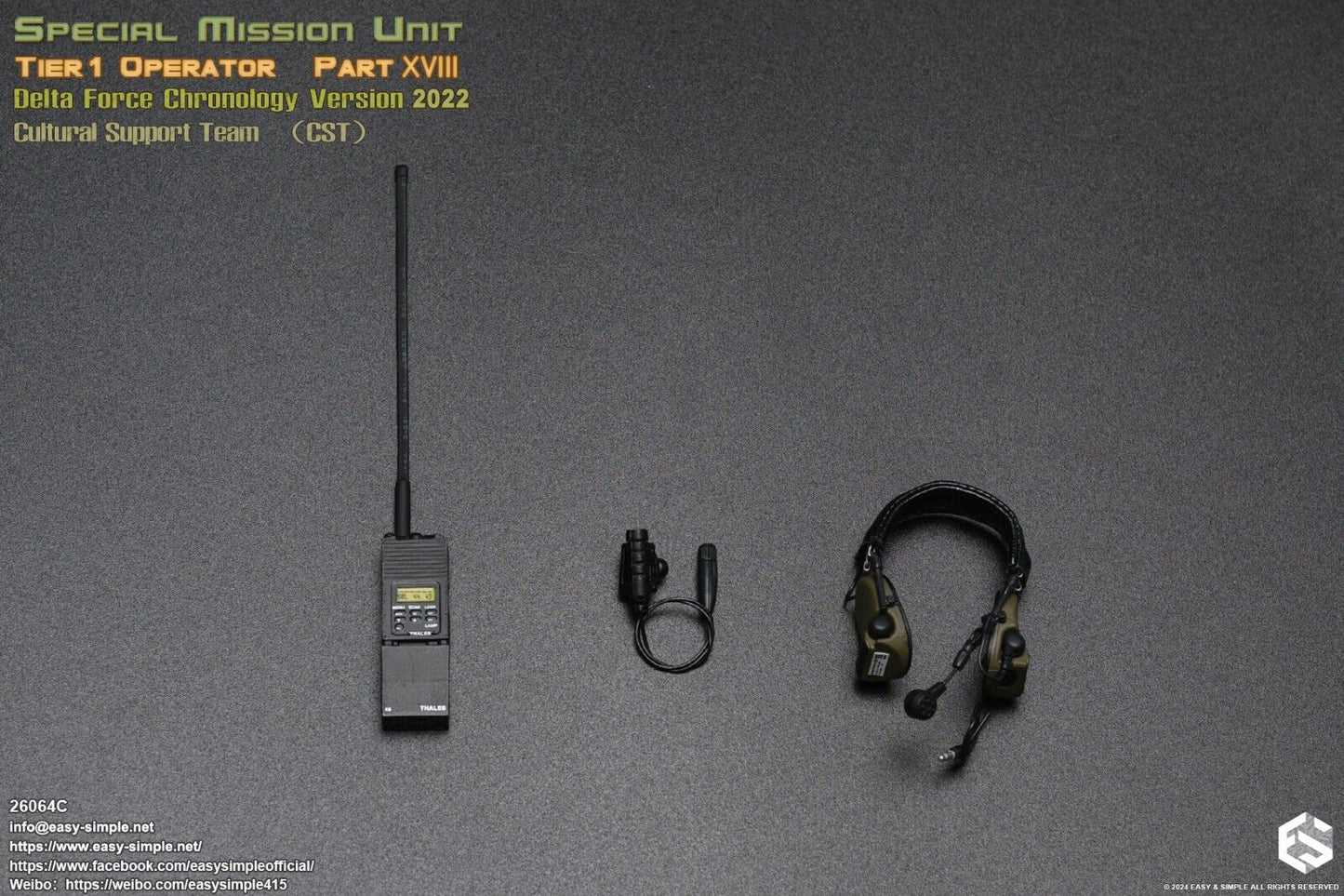 1:6 Easy & Simple Delta Force 2022 Cultural Support Team CST Radio w/ Headset