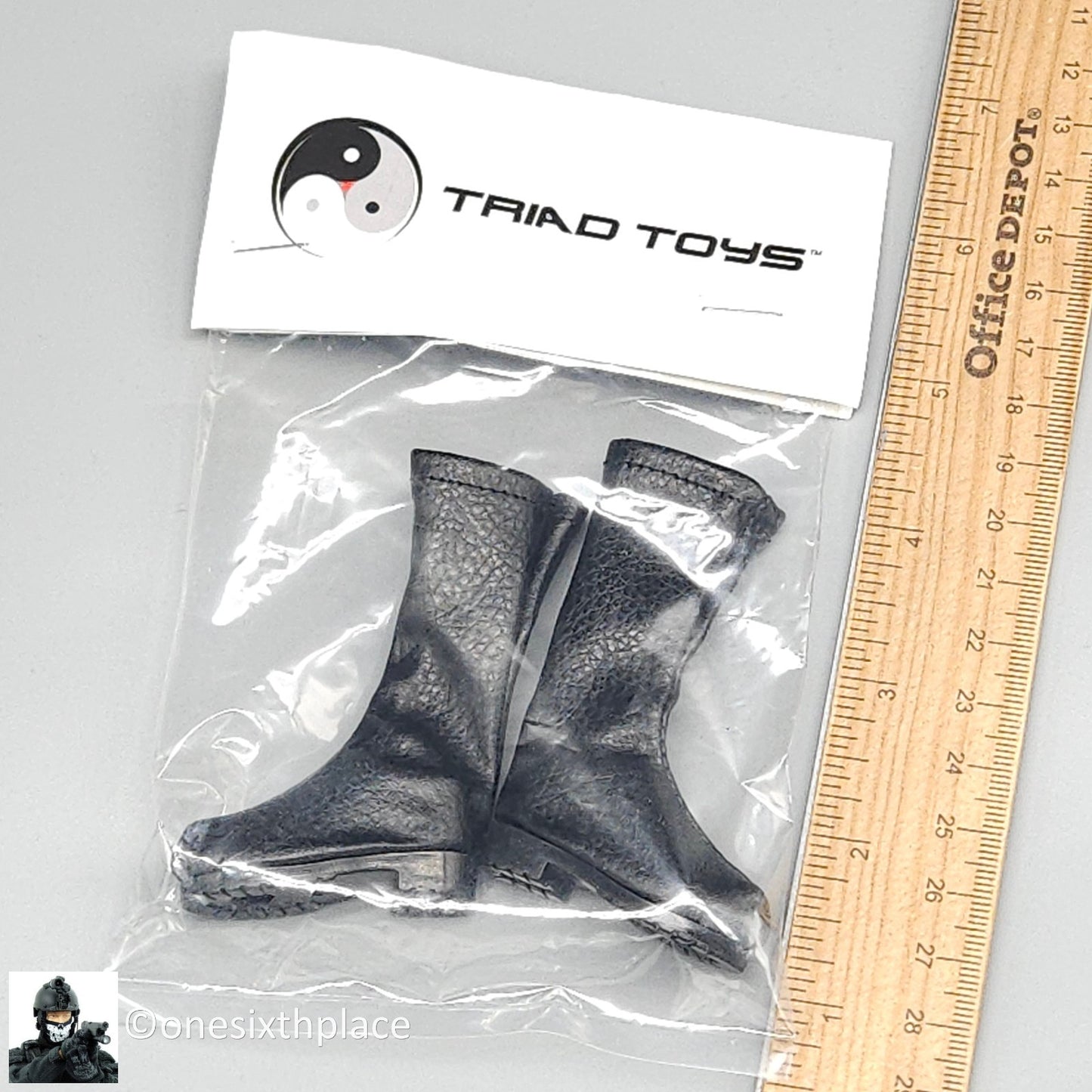 1:6 Triad Toys Plain Jane Female Tall Black Boots (Peg Type) for 12" Figures