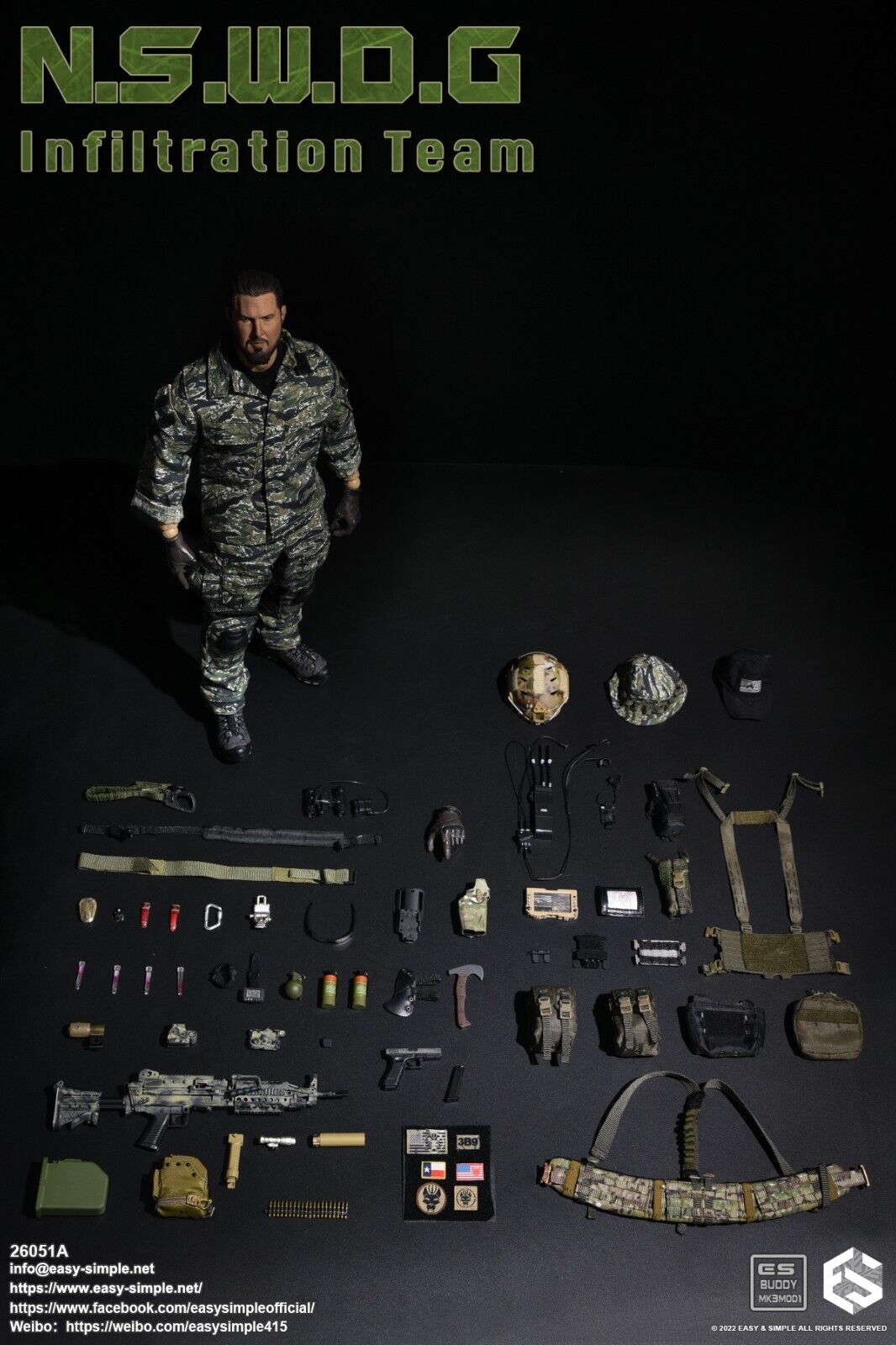 1:6 Easy & Simple NSWDG Infiltration Team Ver A Chest Rig w/ Pouches  12" Figure