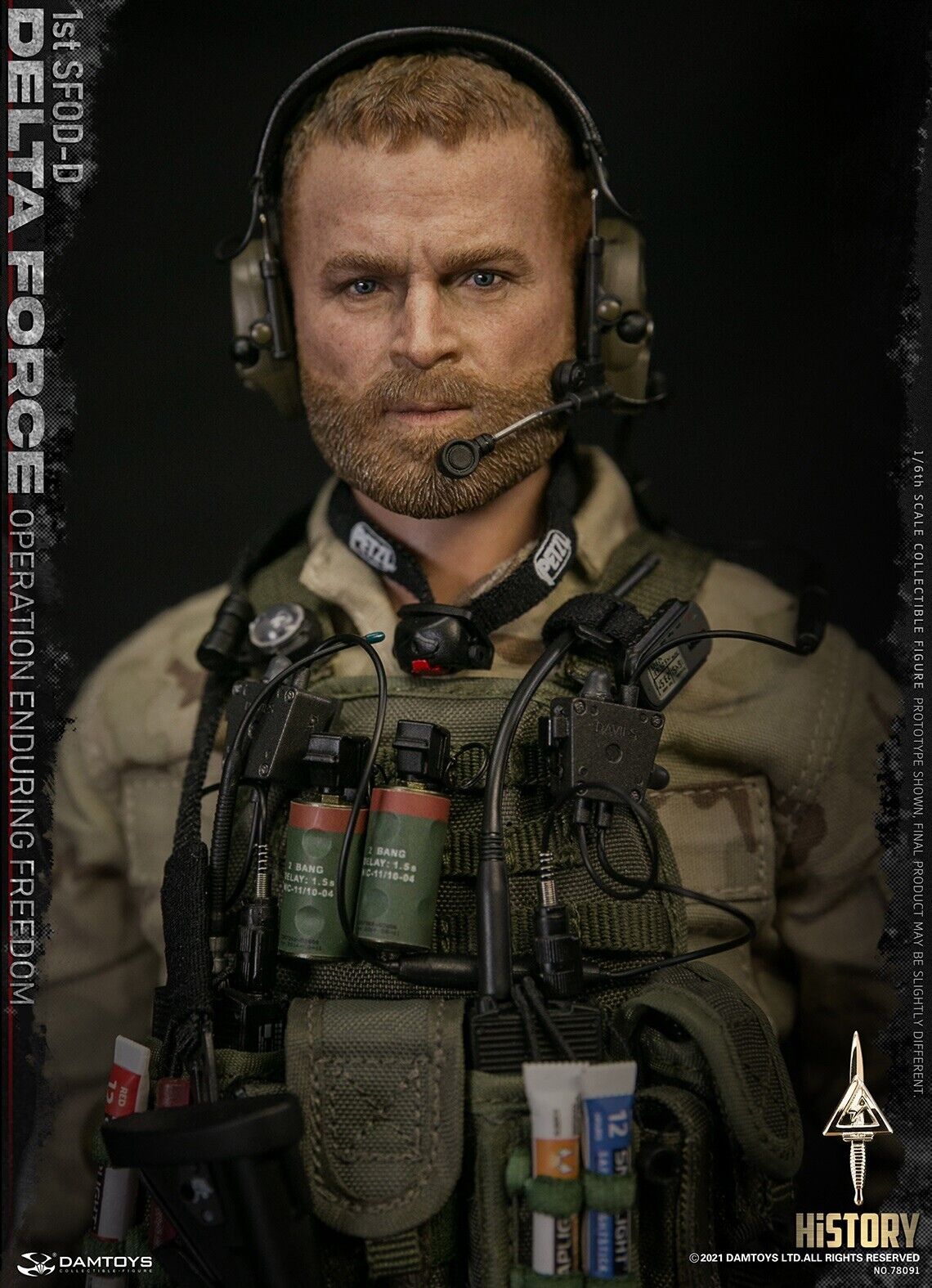 1:6 Damtoys 1st SFOD-D Enduring Freedom Male Head Sculpt for 12" Figures