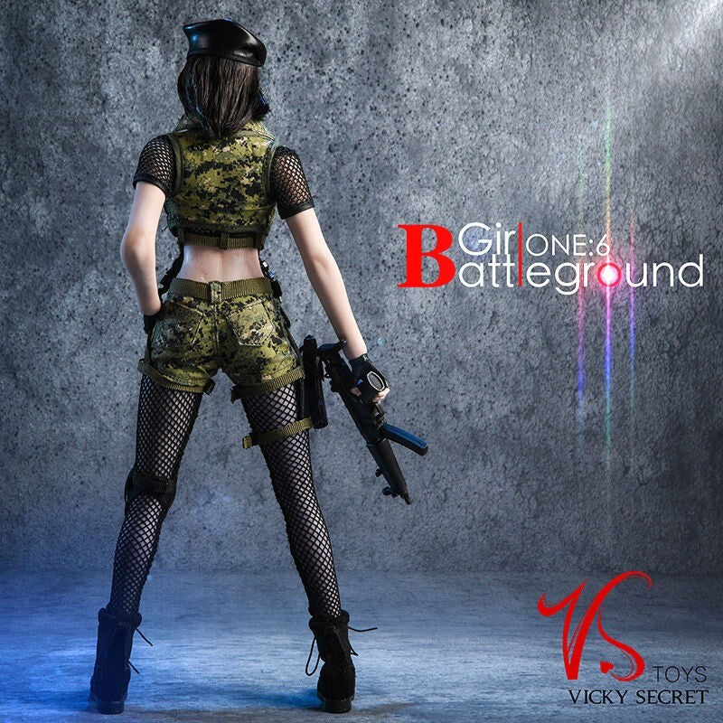 1:6 VS Toys Battlefield Girl Female Green Knee Pad (x1) for 12" Figures