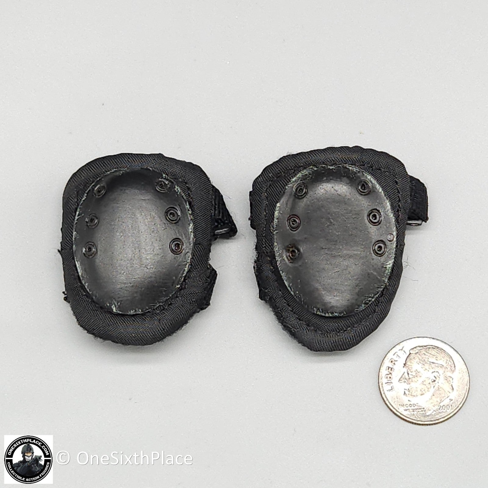 1:6 scale ACE Black Hatch Knee Pads for 12" Figures