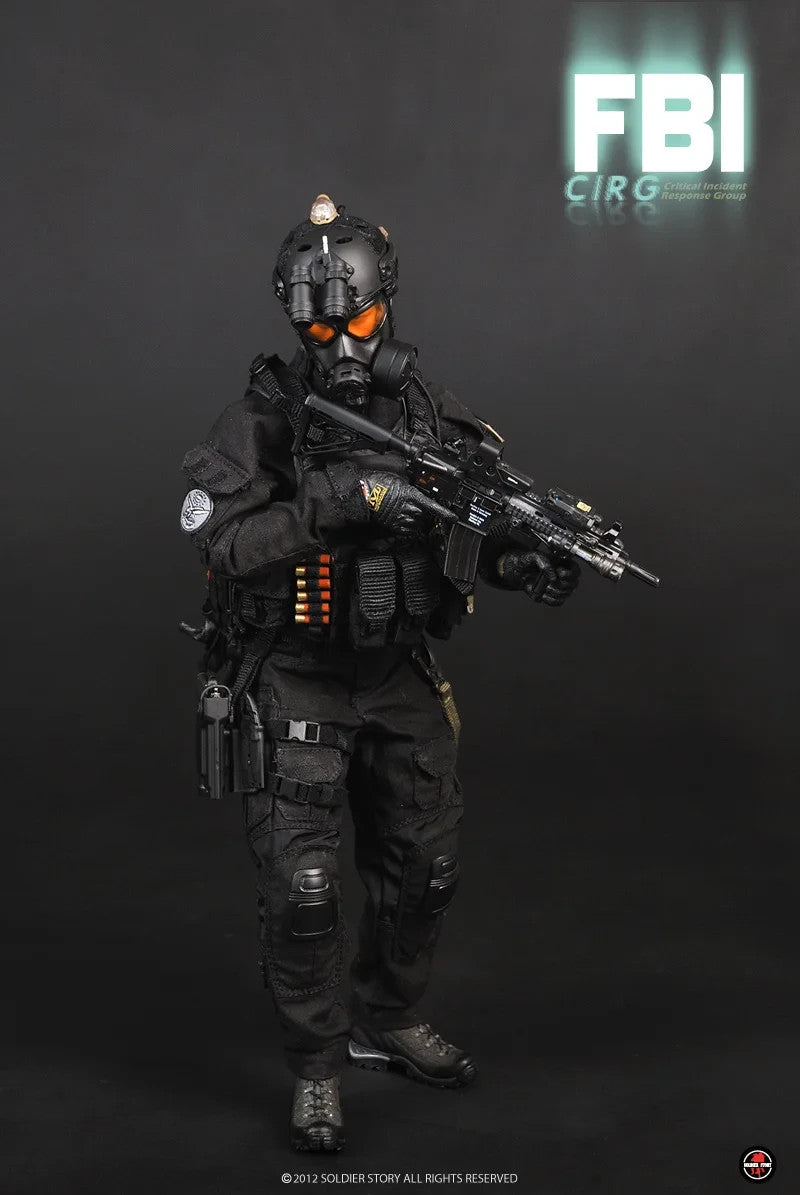 1:6 scale Soldier Story FBI CIRG Gas Mask w/ Black Pouch for 12" Figures