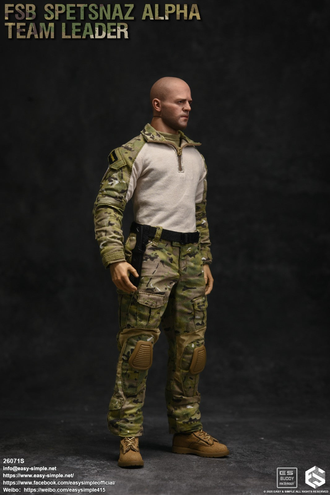 1:6 scale Easy & Simple ALPHA Team Leader Male Head Sculpt for 12" Figures