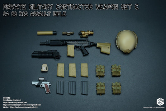 1:6 Easy & Simple PMC Weapon Set C SA 58 7.62 Assault Rifle Gold ACOG 06034B