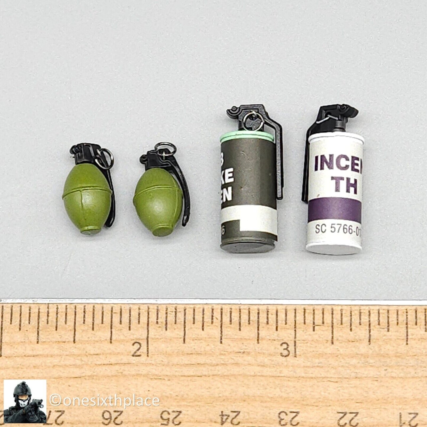 1:6 QO Toys Vietnam US Army Corpsman Metal Grenades (x4) for 12" Figures