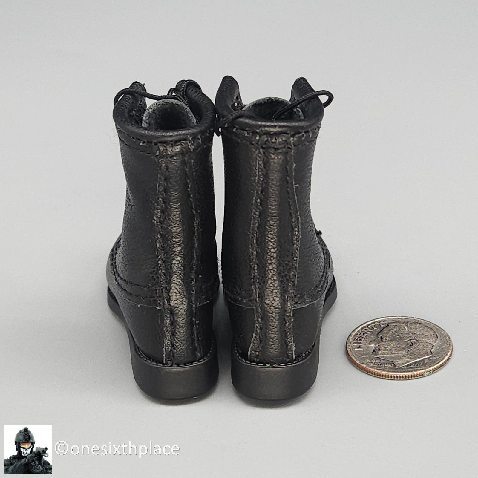 1:6 DID US Navy F-14 Pilot Tom & Nick Black Leather Boots (Foot Type) 12" Figure