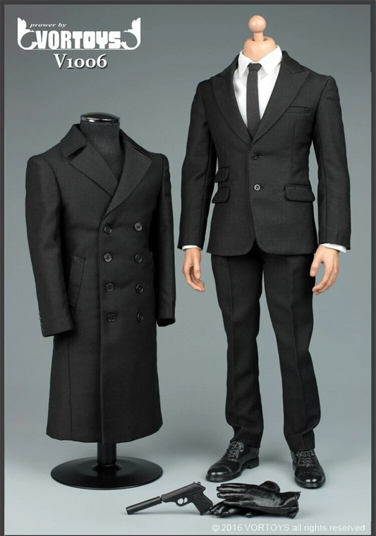 1:6 scale James Bond 007 Agent Suit Overcoat Pistol Set for 12" Figures