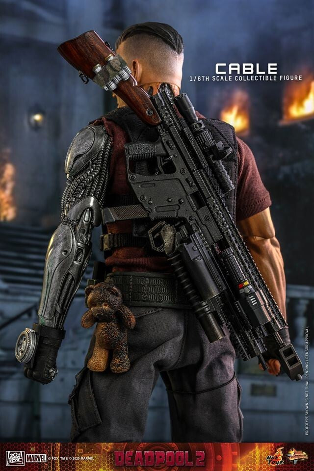 1:6 scale Hot Toys Deadpool 2 Cable Burgundy Torn T-Shirt for 12" Figures MMS583