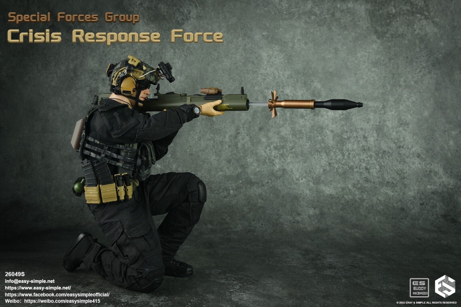 1:6 Easy & Simple Crisis Response Force M72 LAW Rocket Launcher for 12" Figures