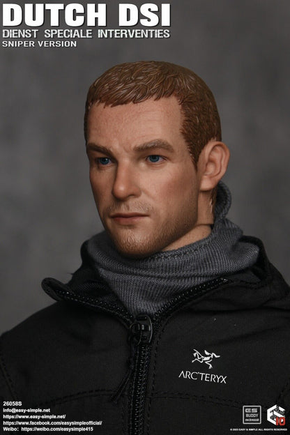 1:6 Easy & Simple Dutch DSI Sniper Male Head Sculpt for 12" Figures