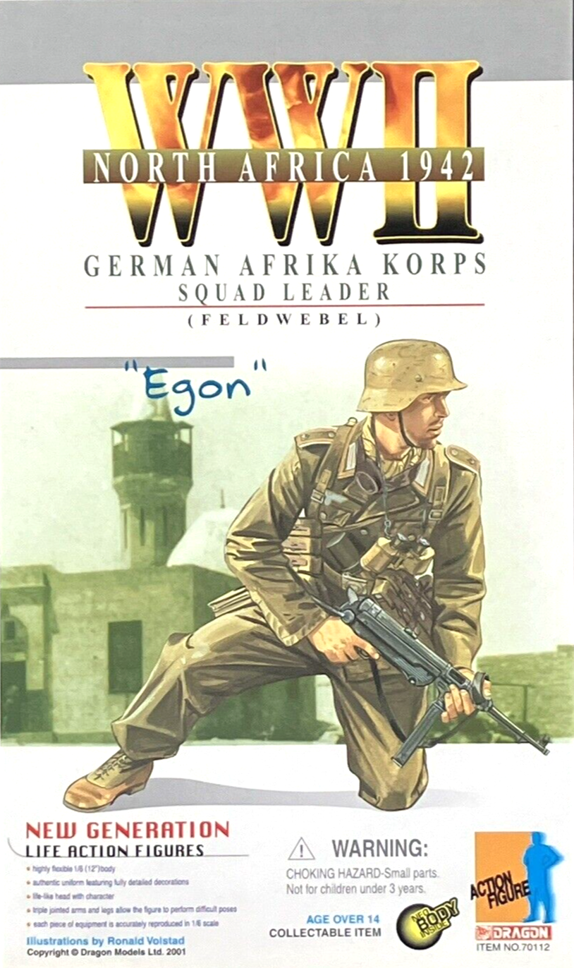 1:6 scale Dragon WWII German DAK Egon Male Head Sculpt for 12" Figures