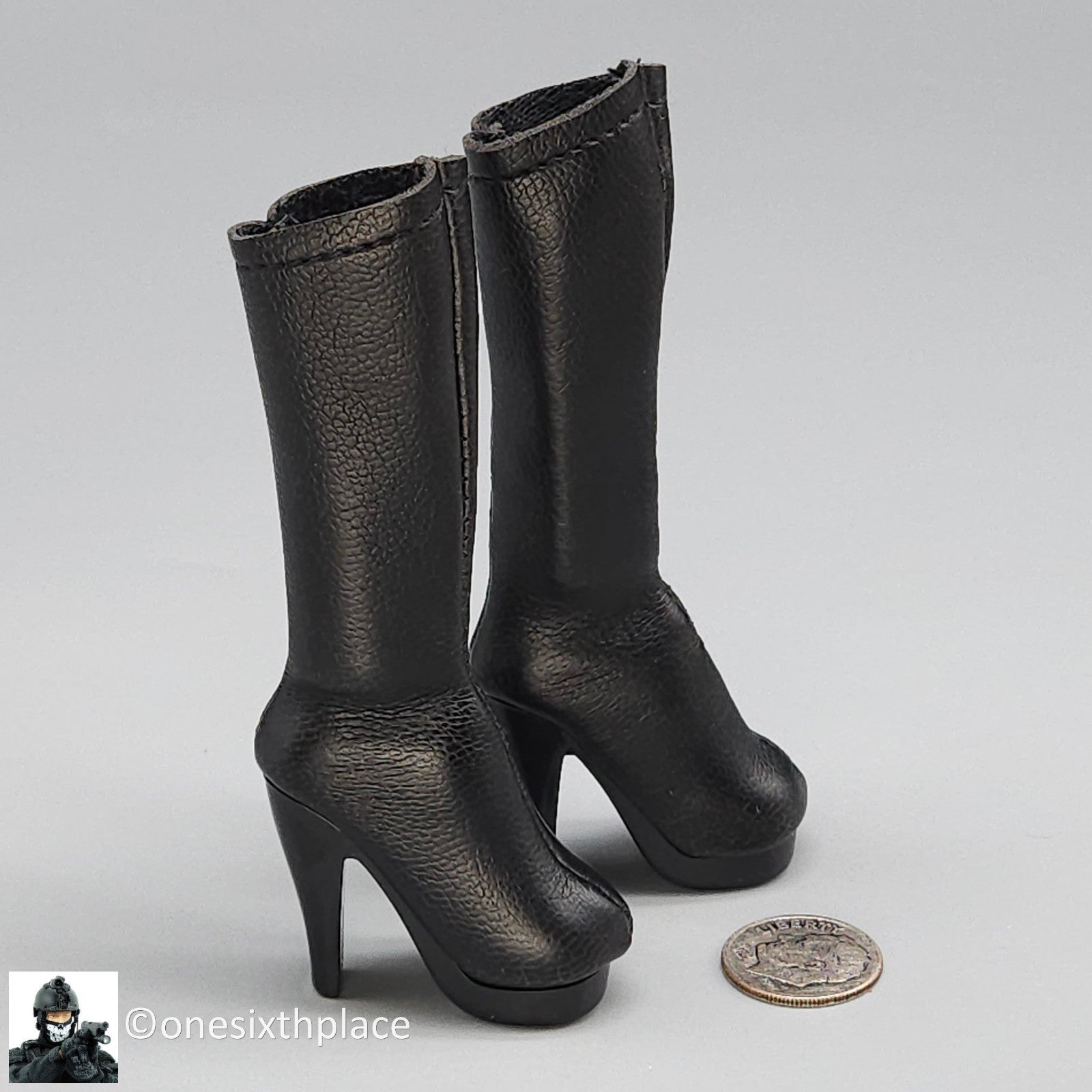 1:6 Triad Toys Boot Female Black High Heel Boots (Peg Type) for 12" Figures