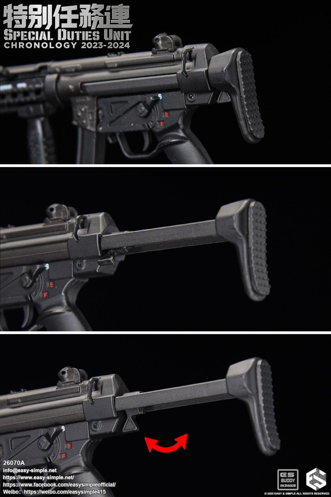 1:6 Easy & Simple SDU Assault Team 2023-2024 MP5 Submachine Gun for 12" Figures