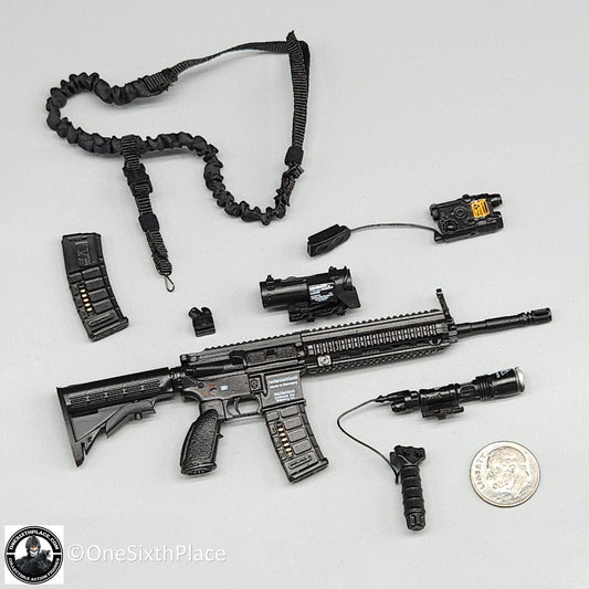 1:6 scale Fire Girl Female CQB Tactical Agent in Green HK416 Rifle 12" Figures