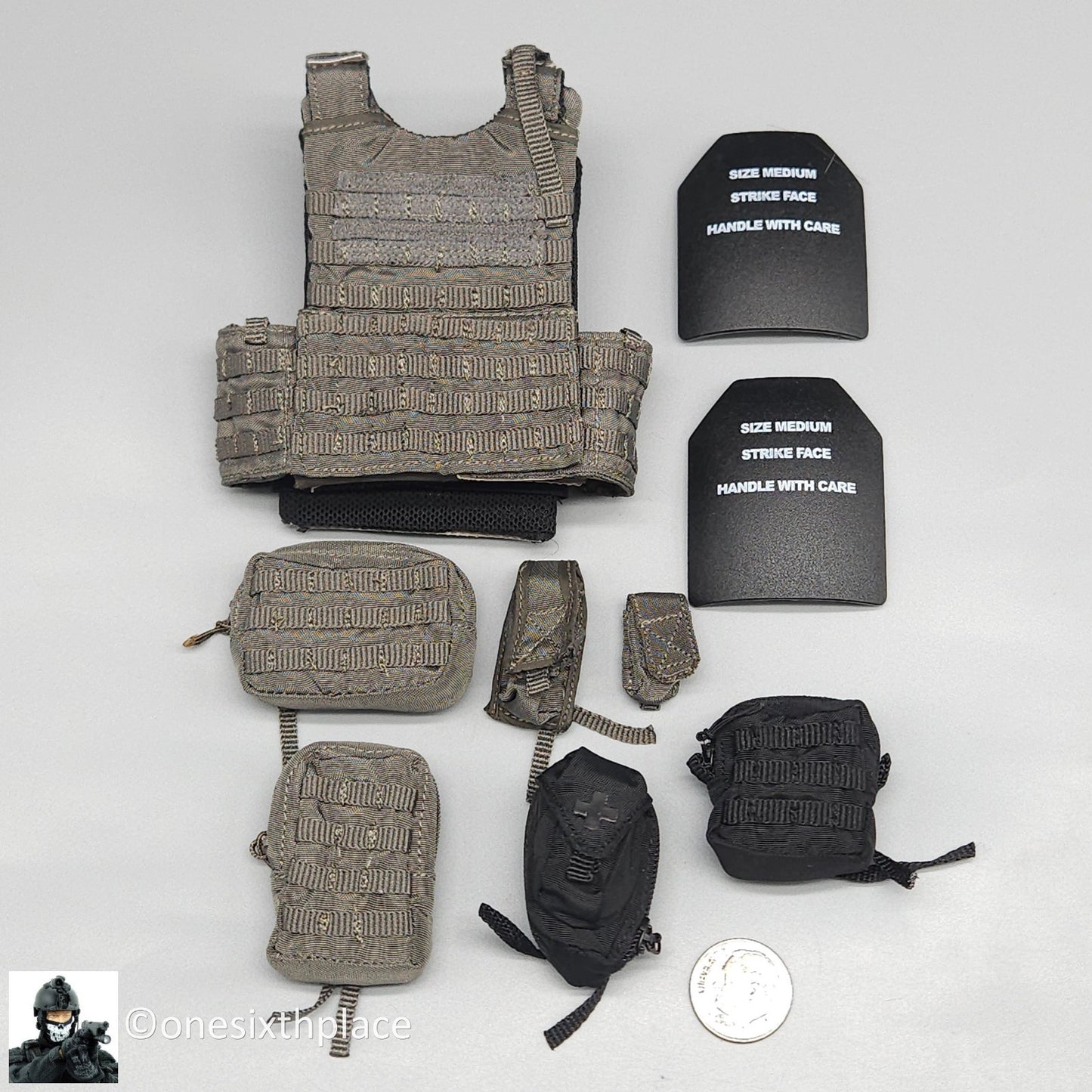 1:6 Soldier Story Navy HK Police CTRU Gray Plate Carrier w/ Pouches 12" Figures