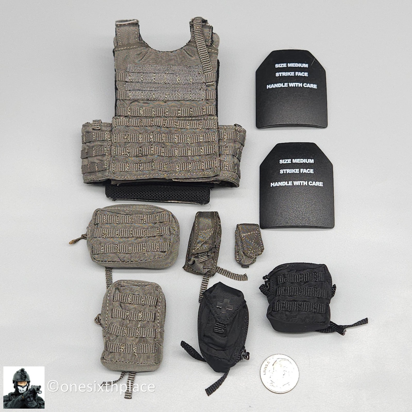 1:6 Soldier Story Navy HK Police CTRU Gray Plate Carrier w/ Pouches 12" Figures