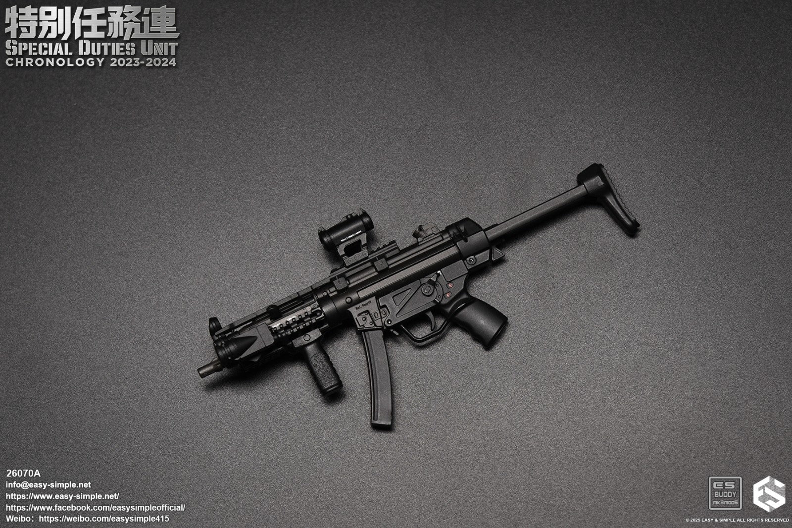 1:6 Easy & Simple SDU Assault Team 2023-2024 MP5 Submachine Gun for 12" Figures