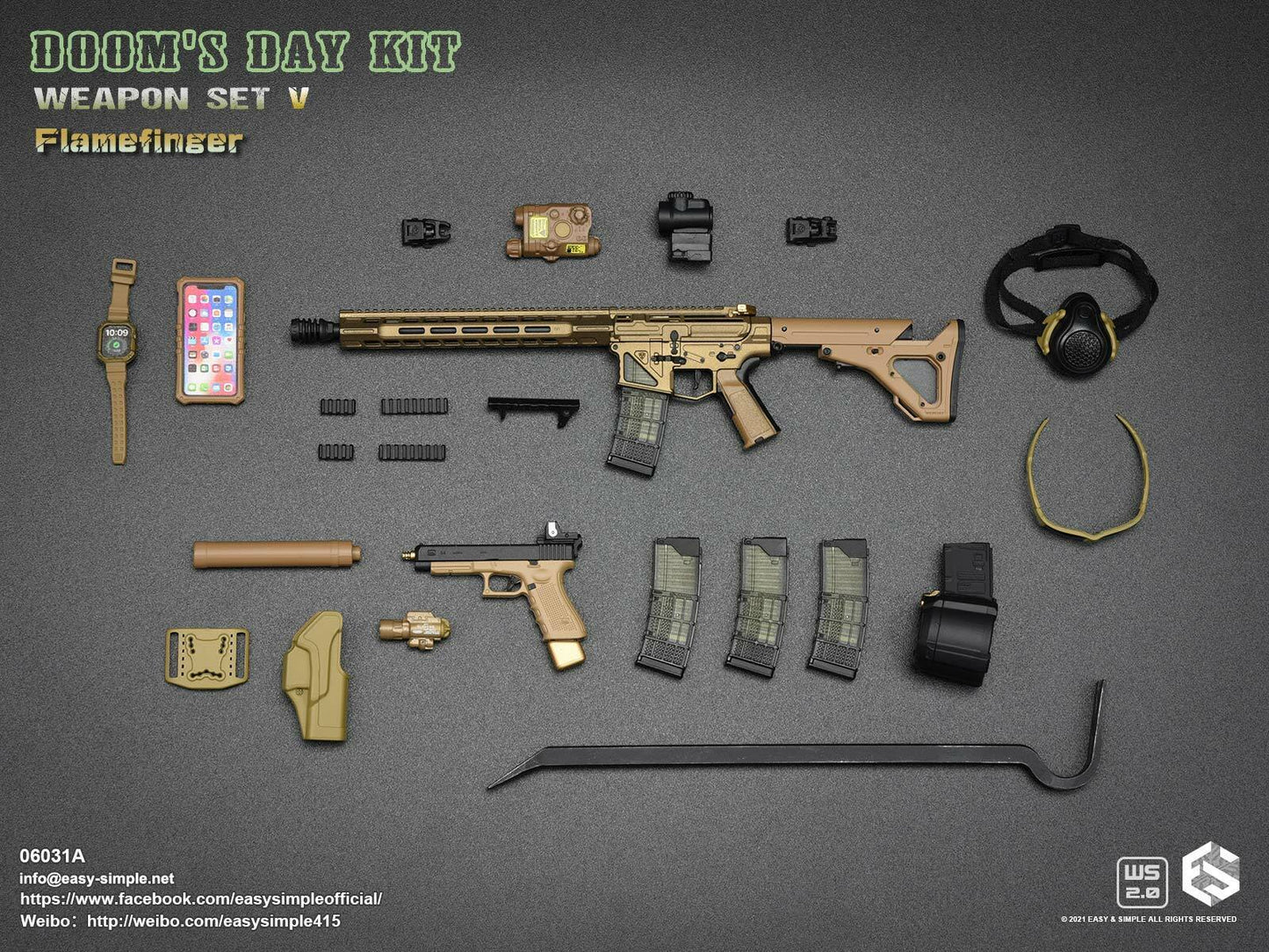 1:6 Easy & Simple Doom's Day Kit Weapon Set V Version A "Flamefinger" 06031A