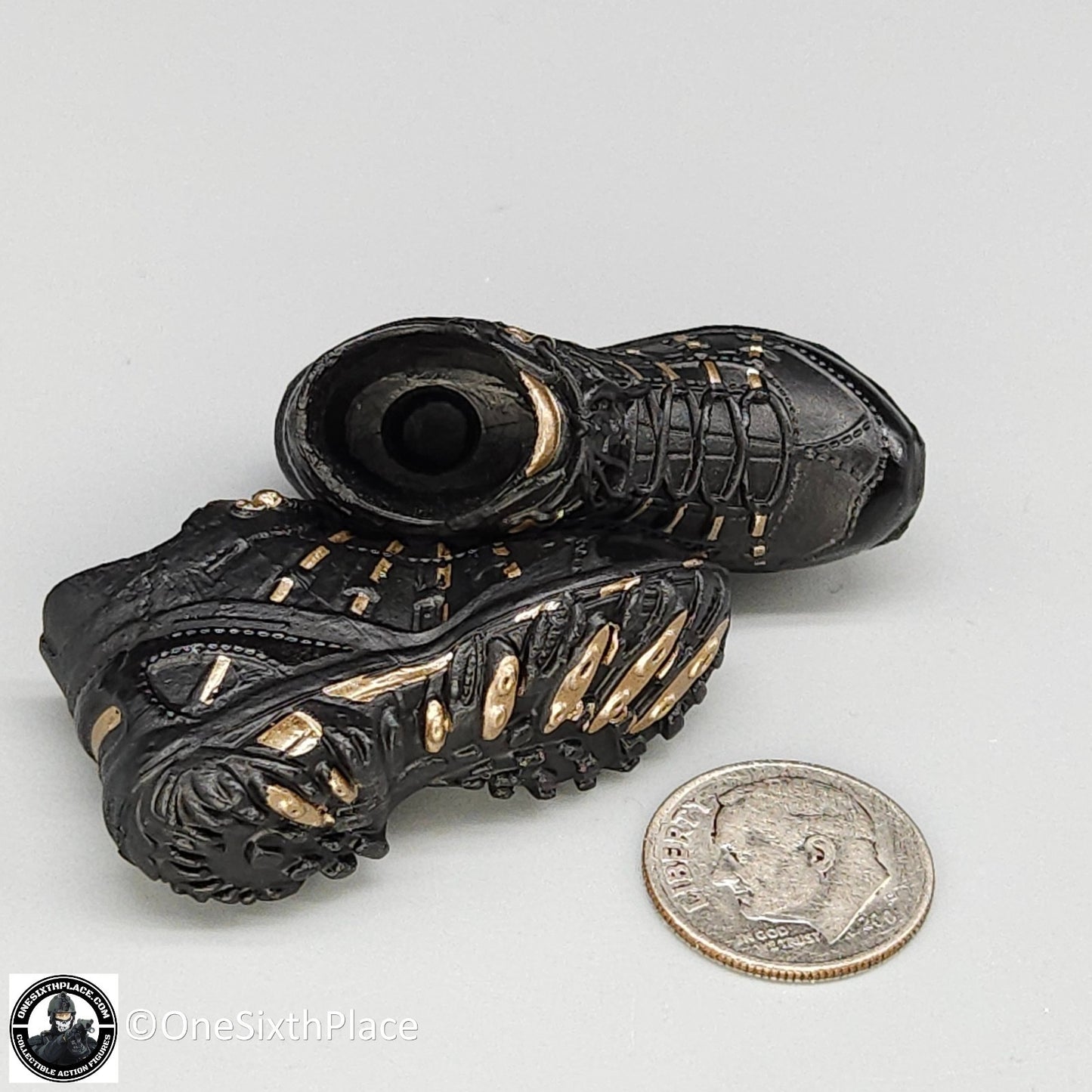 1:6 scale Fire Girl Female CQB Tactical Agent Black Gold Boots for 12" Figures