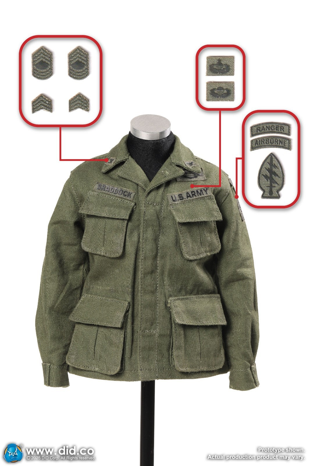 1:6 scale DiD Vietnam US Army Colonel James Jungle Uniform for 12" Figures