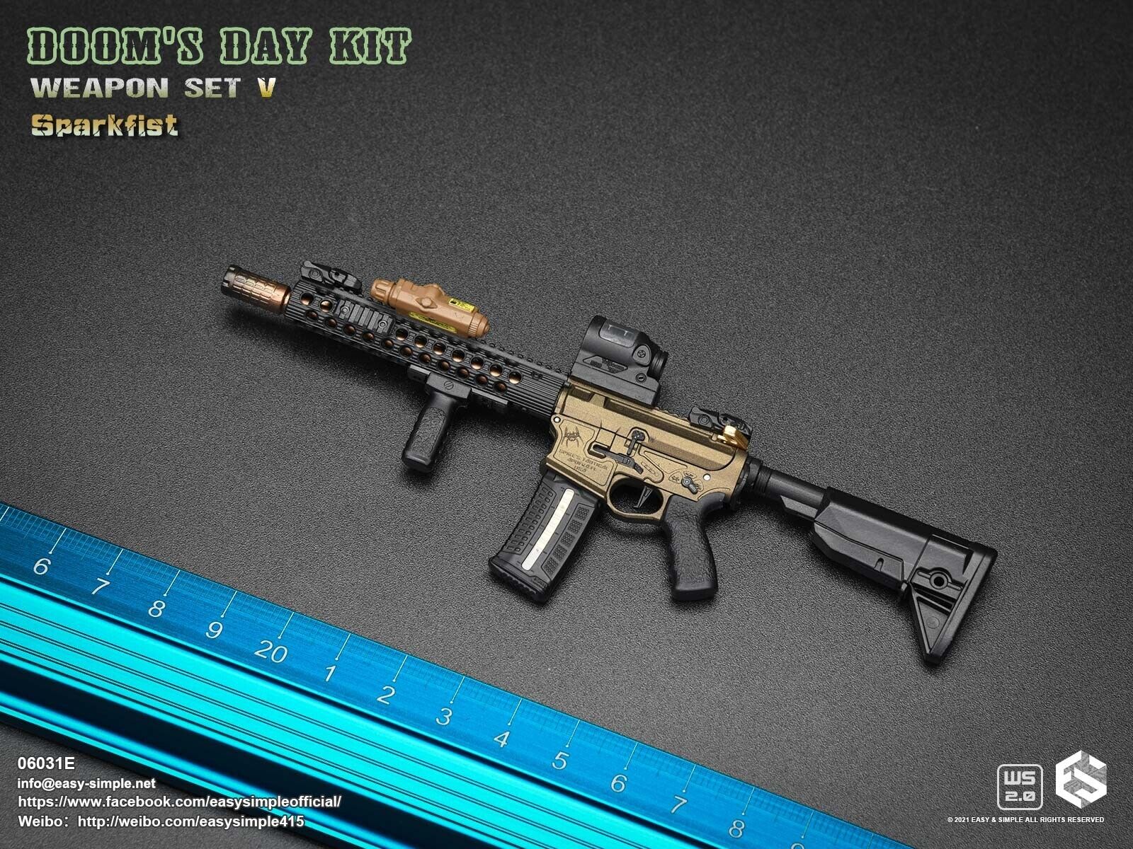 1:6 Easy & Simple Doom's Day Kit V Gold ST15 M4 Rifle Set for 12" Figures