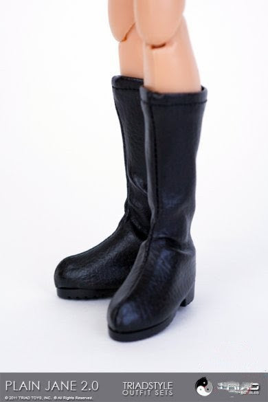 1:6 Triad Toys Plain Jane Female Tall Black Boots (Peg Type) for 12" Figures