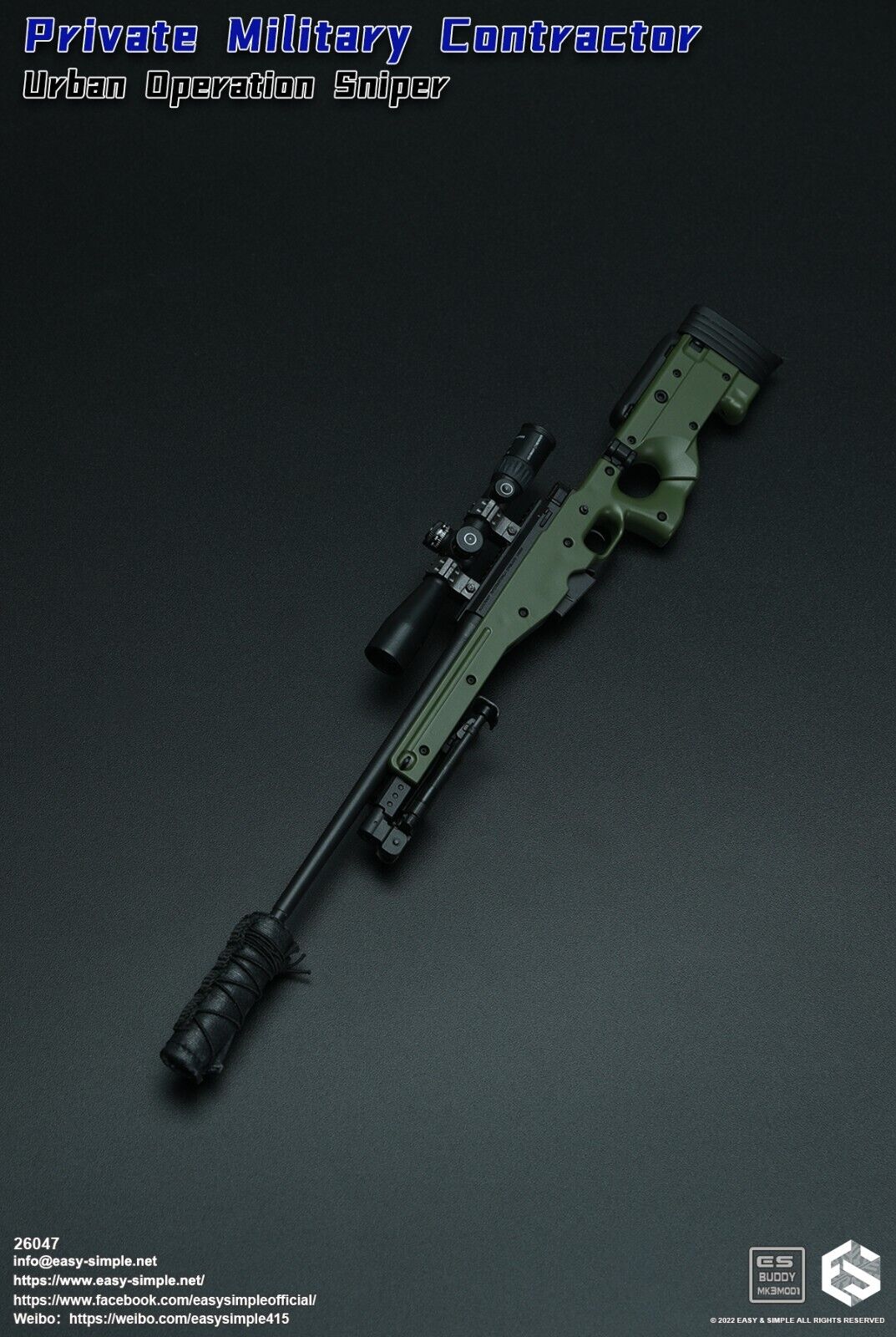 1:6 Easy & Simple PMC Urban Operation Sniper AWS Sniper Rifle for 12" Figures