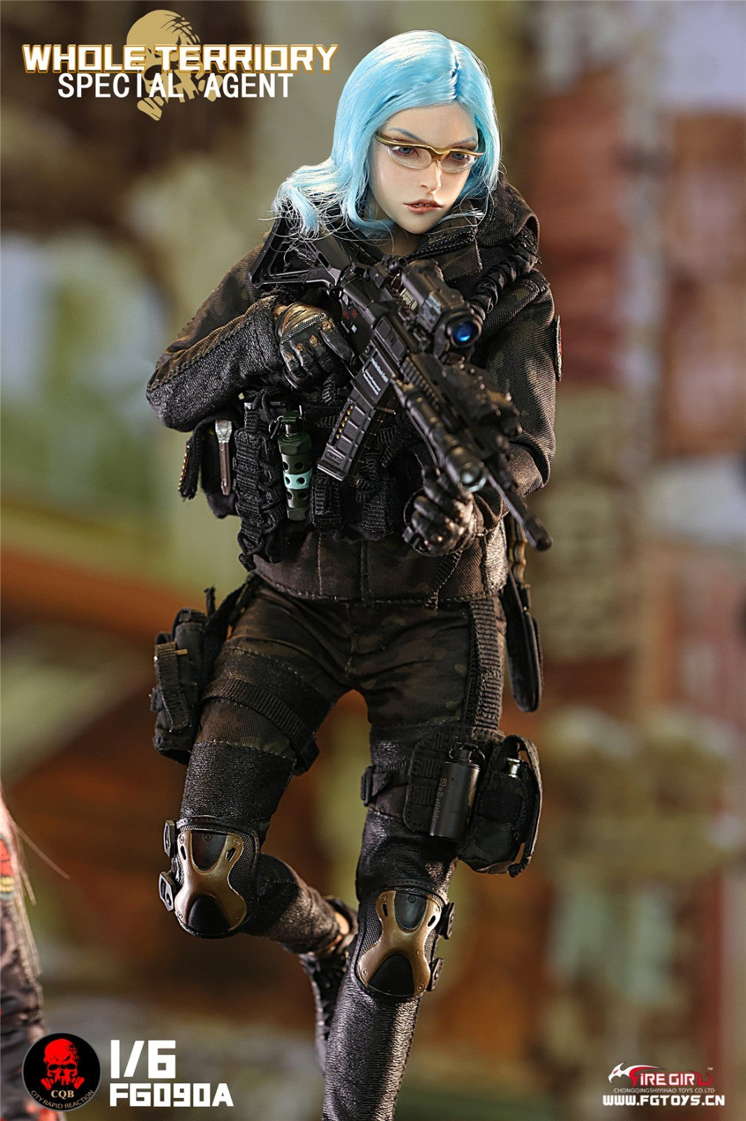 1:6 scale Fire Girl Female CQB Tactical Agent Green Multicam Backpack 12" Figure