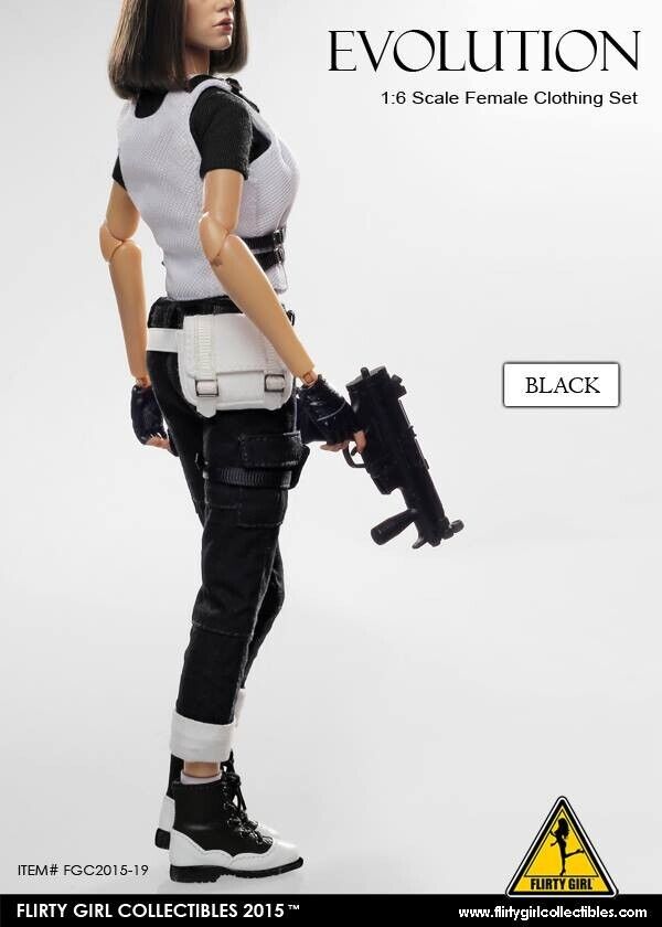 1:6 Flirty Girl Evolution Female Black Boots (Peg Type) for 12" Figures