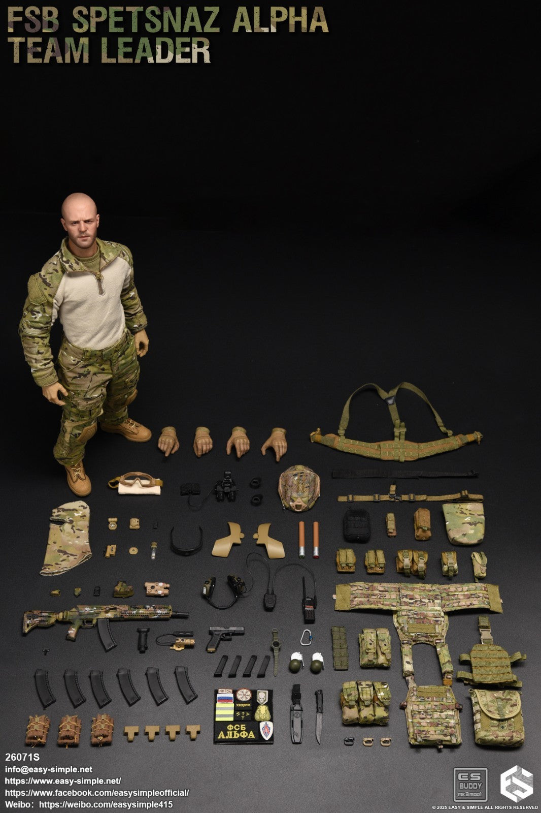 1:6 scale Easy & Simple Russian ALPHA Team Leader AK105 Rifle Set for 12" Figure