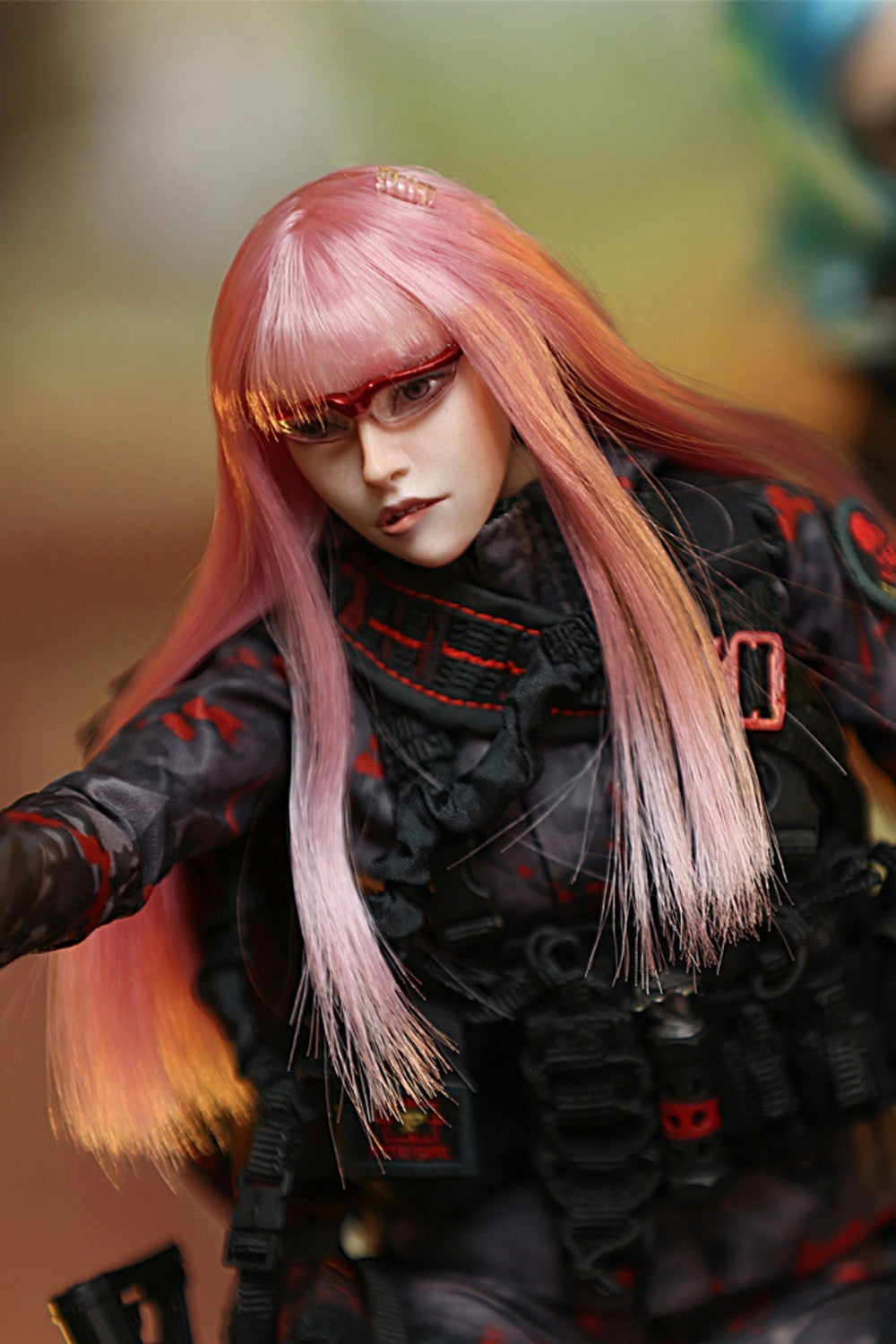 1:6 scale Fire Girl Female CQB Tactical Agent Grey Multicam Backpack 12" Figure