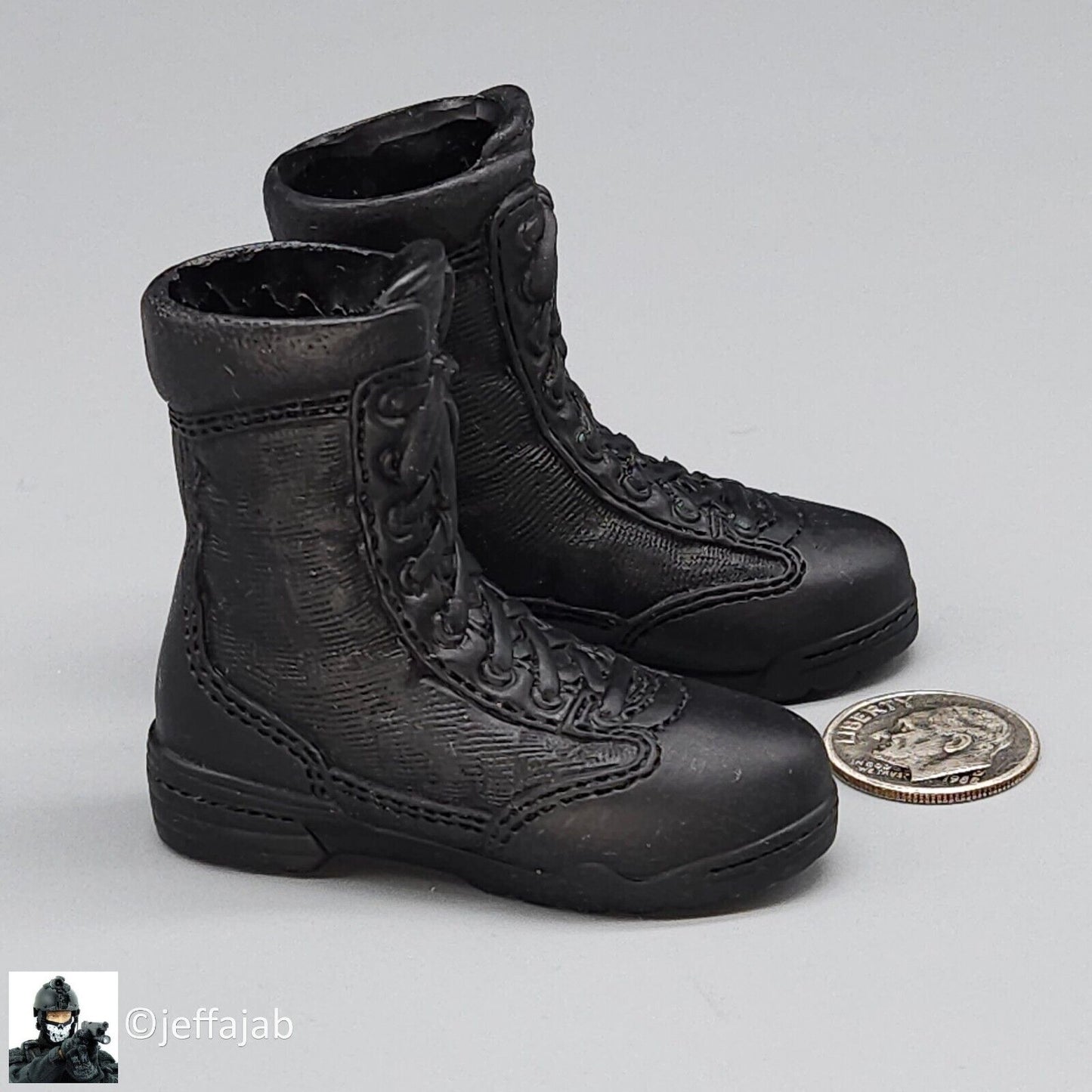 1:6 BBI LAPD Police Officer West Black Boots (Foot Type) for 12" Figures Pilot