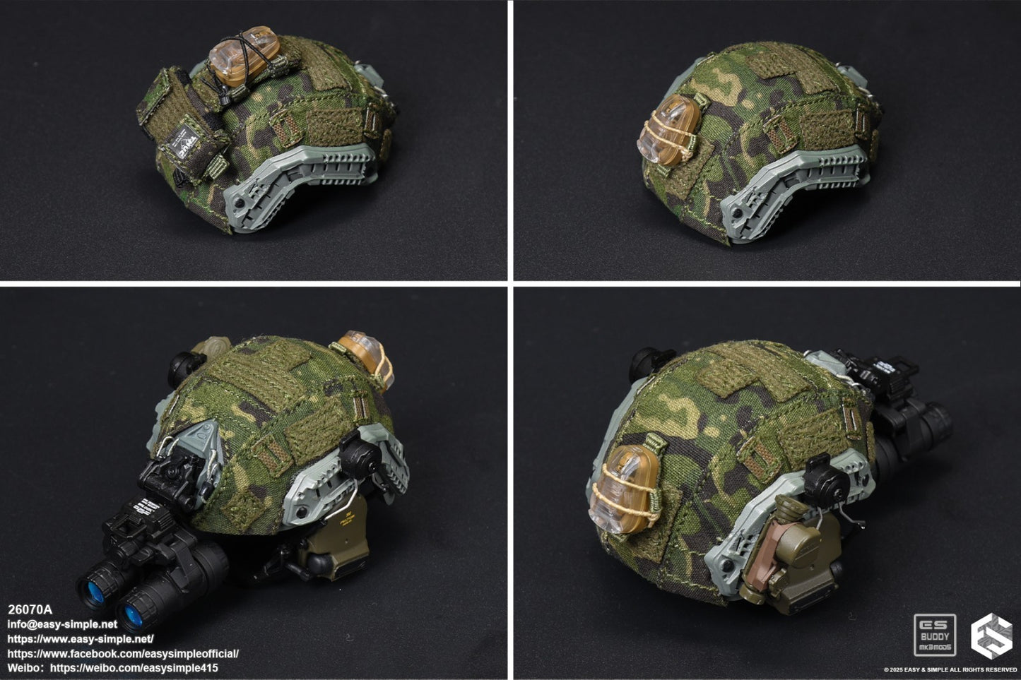 1:6 scale Easy & Simple SDU Assault Team 2023-2024 Jungle Multicam Helmet w/ NVG