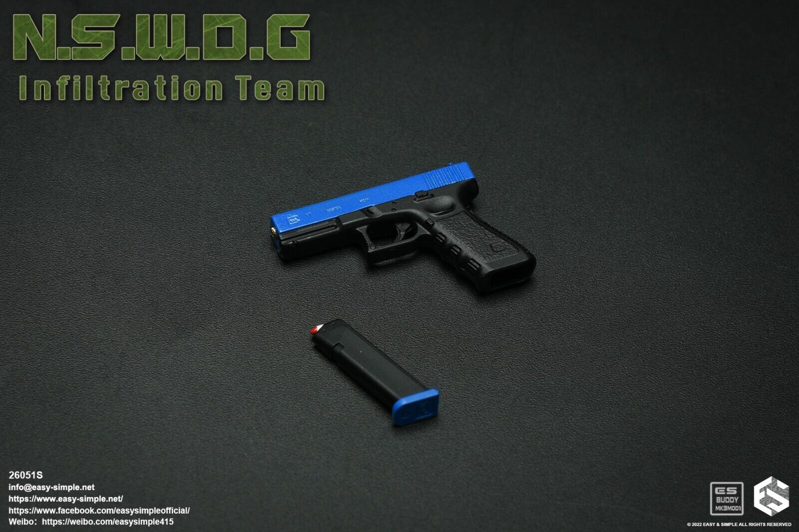 1:6 Easy & Simple NSWDG Infiltration Team Training Pistol for 12" Figures