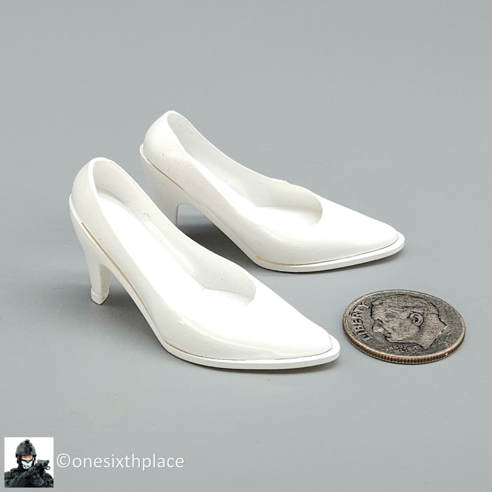 1:6 Triad Toys Female White High Heels Shoes Style B (Medium Heel) 12" Figures