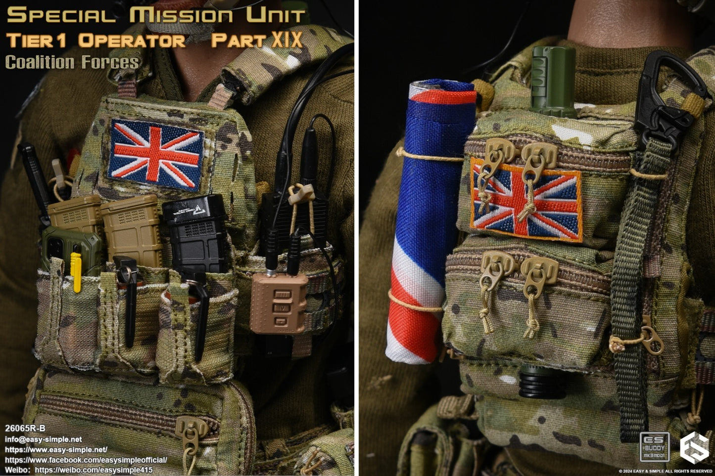 1:6 scale Easy & Simple Coalition Forces British SAS UK Flag for 12" Figures
