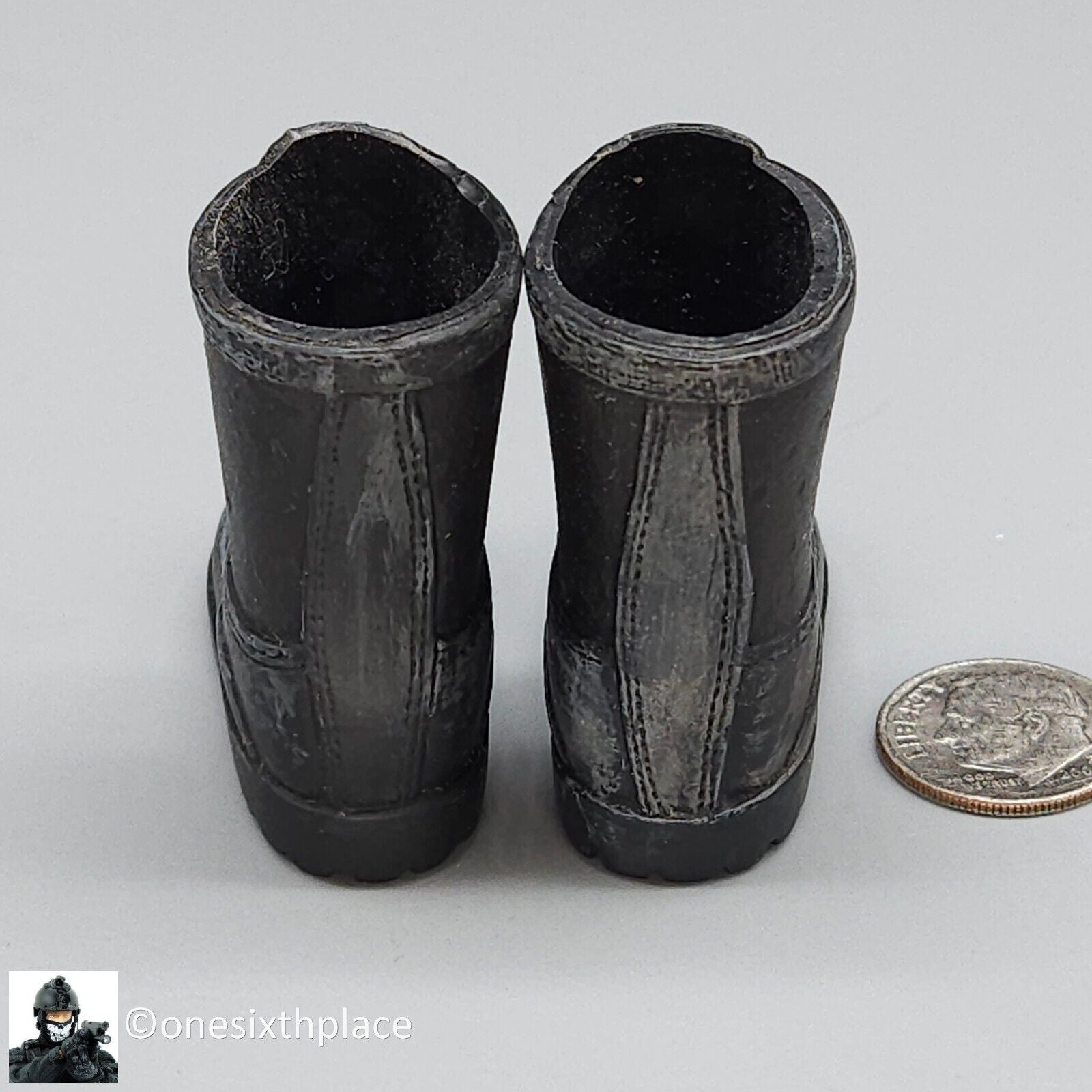 1:6 scale Ultimate Soldier Custom Black Combat Boots (Foot Type) for 12" Figures