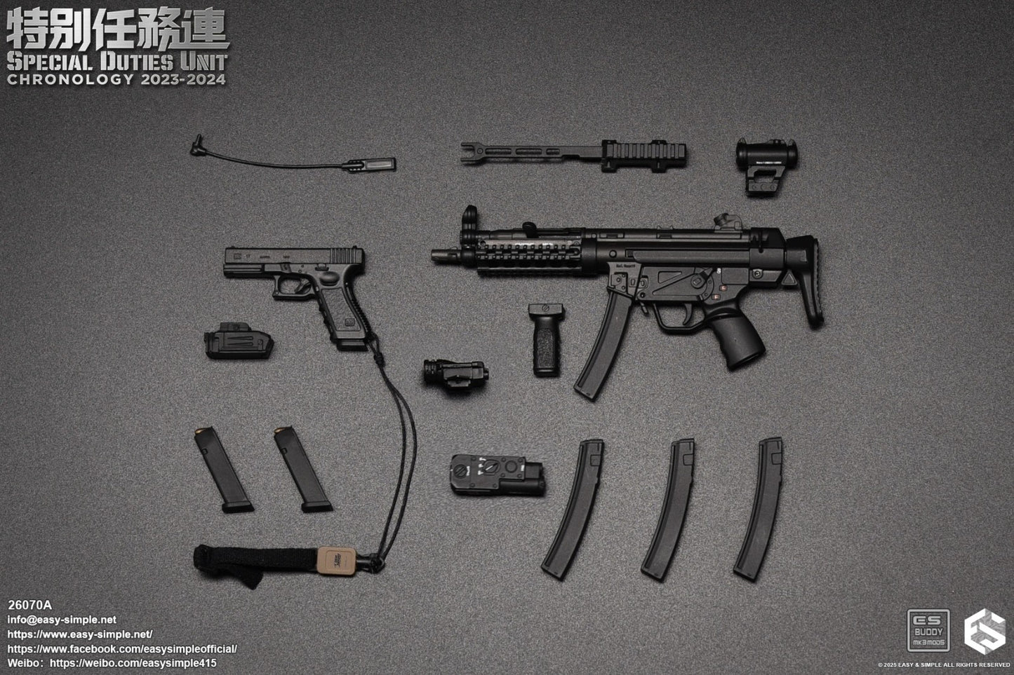 1:6 Easy & Simple SDU Assault Team 2023-2024 Pistol w/ Holster for 12" Figures