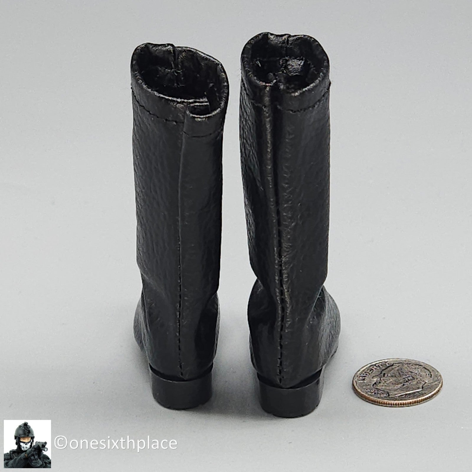 1:6 Triad Toys Plain Jane Female Tall Black Boots (Peg Type) for 12" Figures