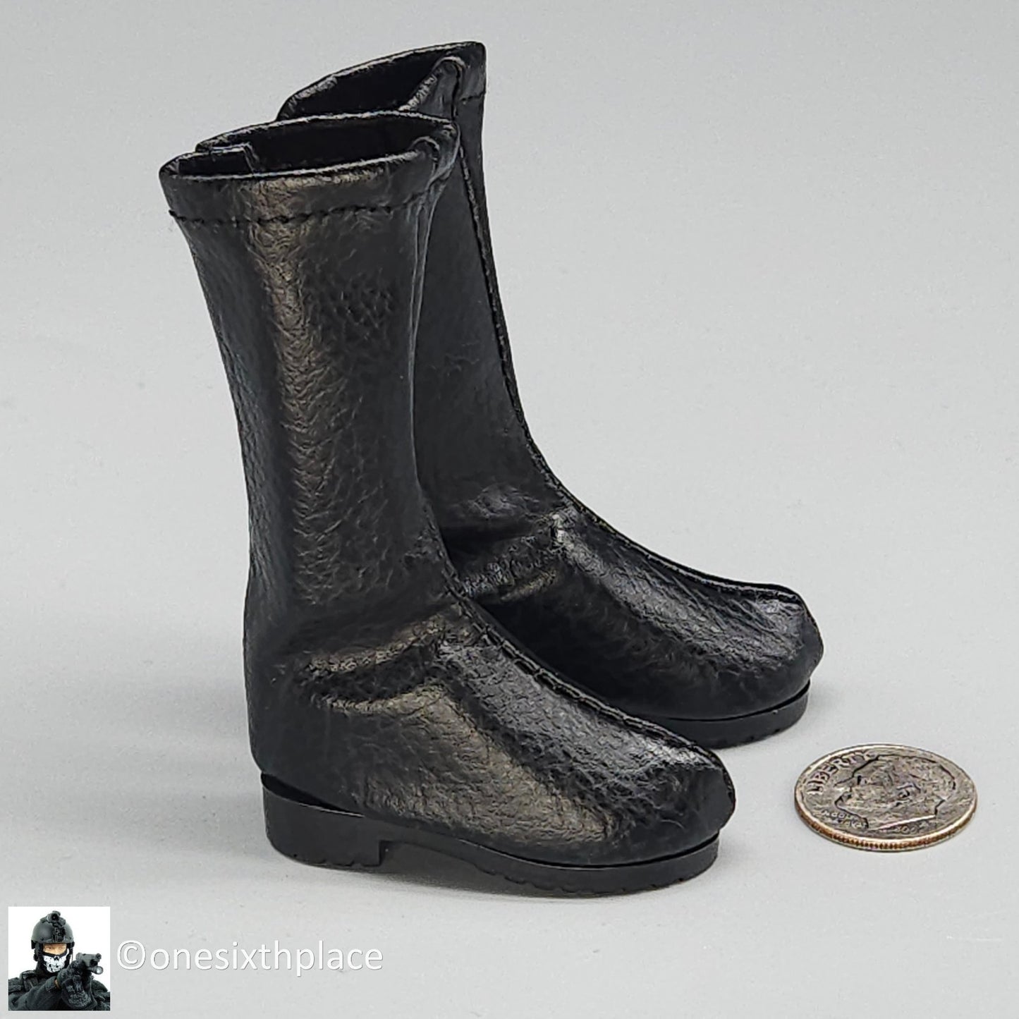 1:6 Triad Toys Plain Jane Female Tall Black Boots (Peg Type) for 12" Figures