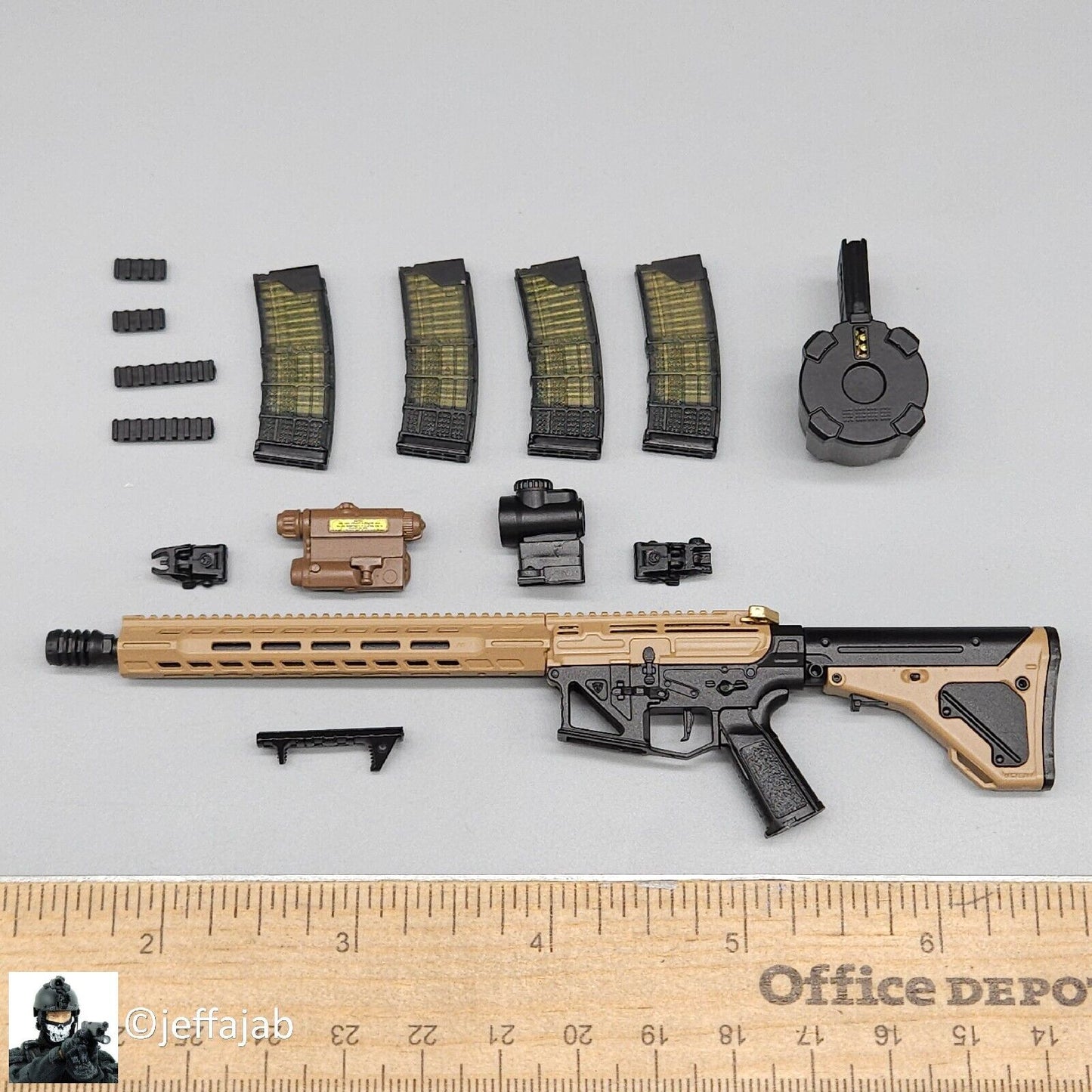 1:6 Easy & Simple Doom's Day Kit V FDE Skeletonized M4 Rifle Set for 12" Figures