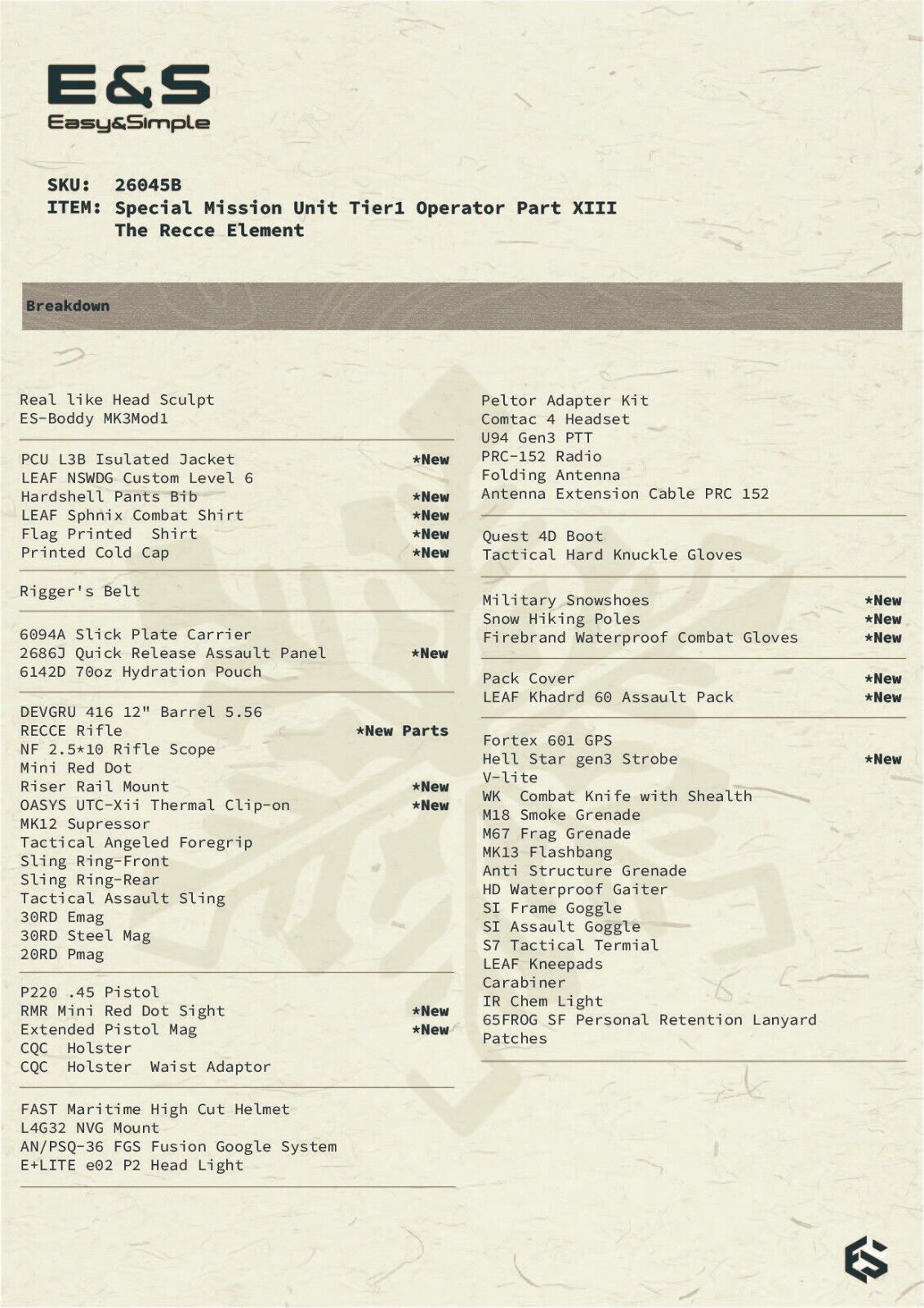 1:6 Easy & Simple Recce Element AOR1 Camo Winter Combat Gloves for 12" Figures