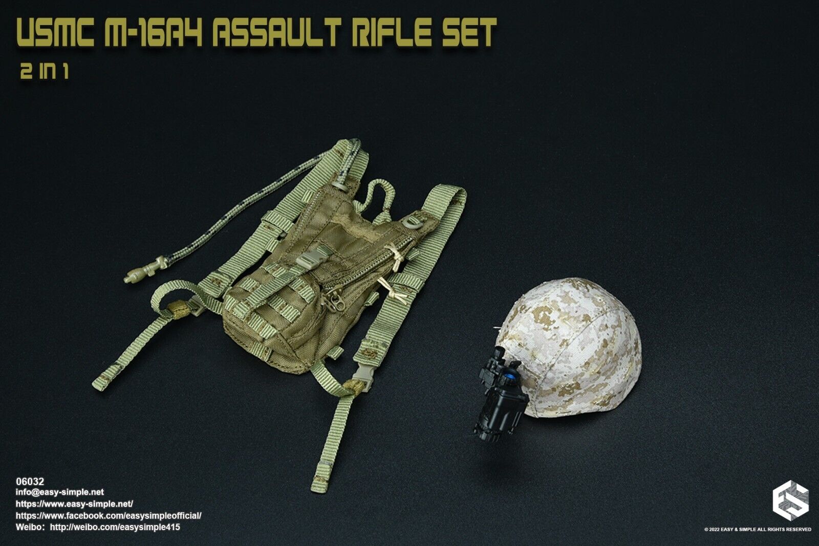 1:6 Easy & Simple USMC Coyote Tan Hydration Backpack for 12" Figures 06032