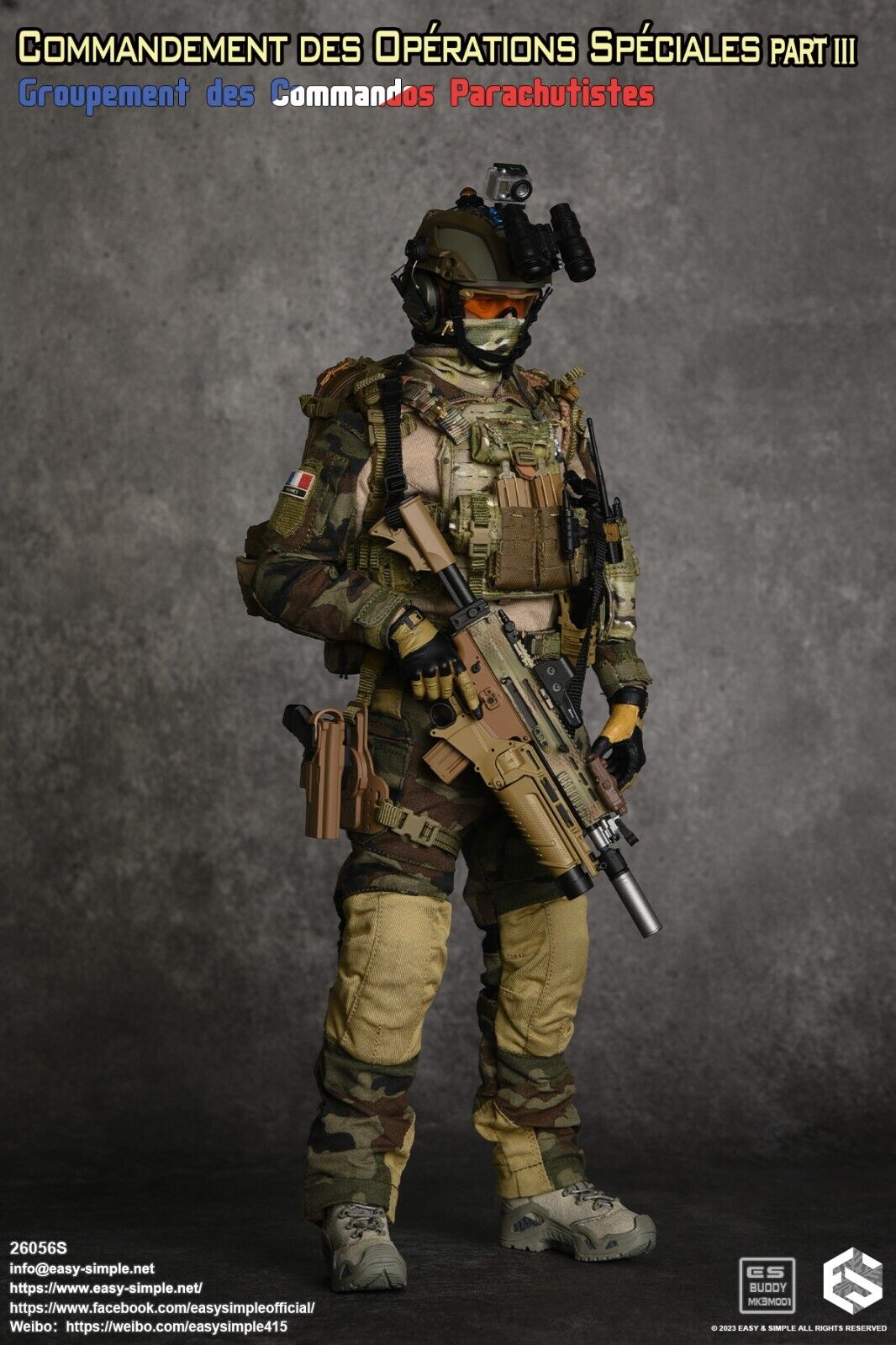 1:6 Easy & Simple French Airborne CCE Camo Combat Uniform for 12" Figures