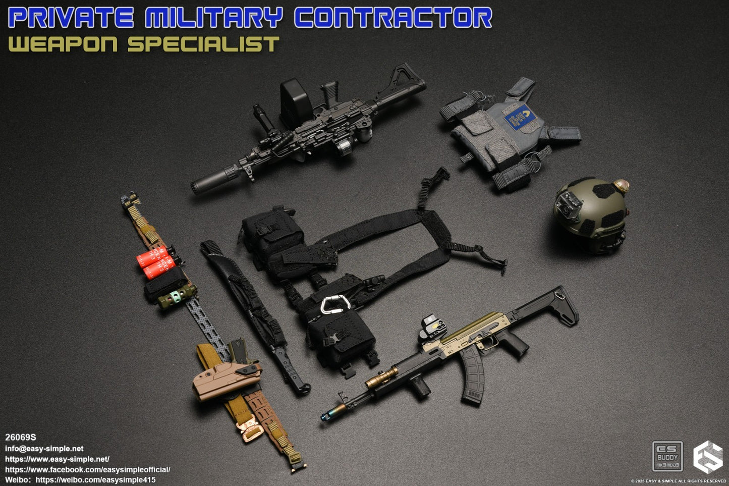 1:6 scale Easy & Simple PMC Weapon Specialist Gray Plate Carrier