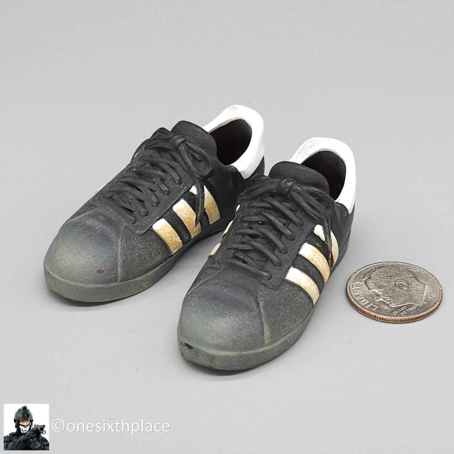 1:6 scale Dragon CIA Agent Jones Black Adidas Sneakers for 12" Figures
