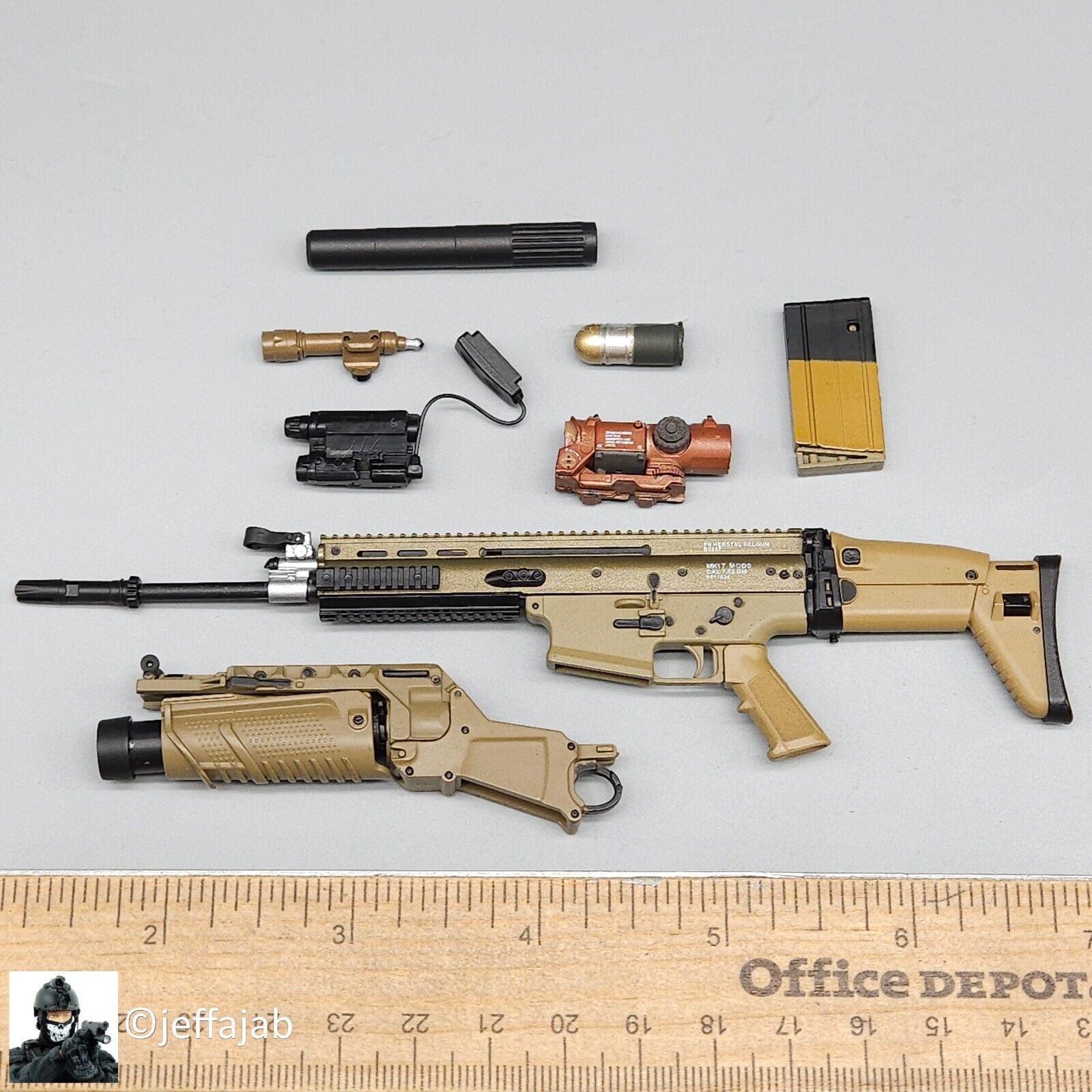 1:6 scale Mini Times M17 Rifle w/ Grenade Launcher & Silencer for 12" Figures